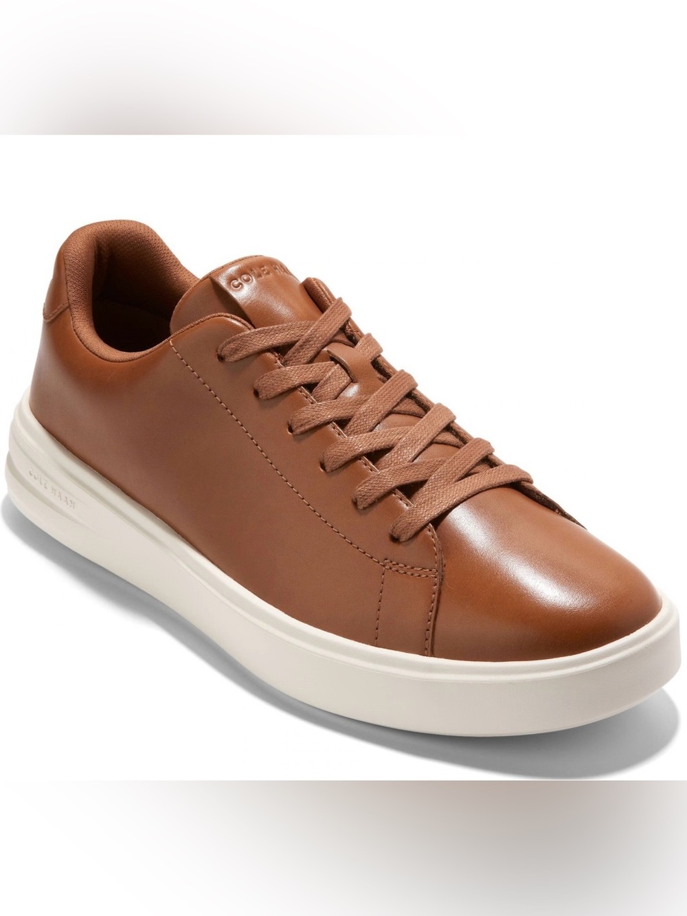Cole Haan Brown Leather Low-Top Sneakers with White Sole Size 10